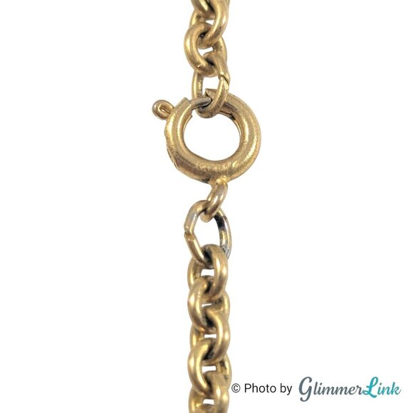 Vintage Large Acrylic Crystal Teardrop Gold Tone Pendant Necklace - Picture 8 of 11